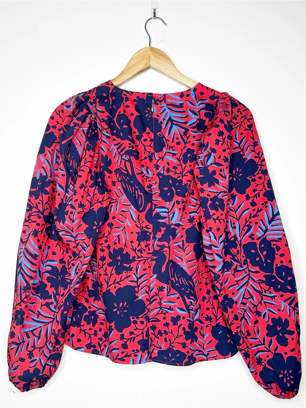 Lilly Pulitzer Lynnley Long Sleeve Blouse Red Blue Heron My Own Print XS